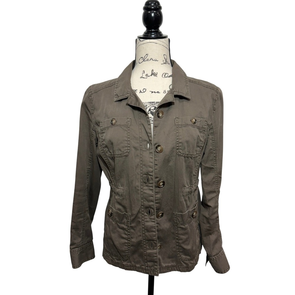Caslon Brown Solid 100% Cotton Utility Jacket, S